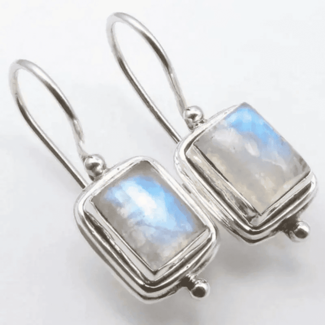 Square Moonstone Earrings