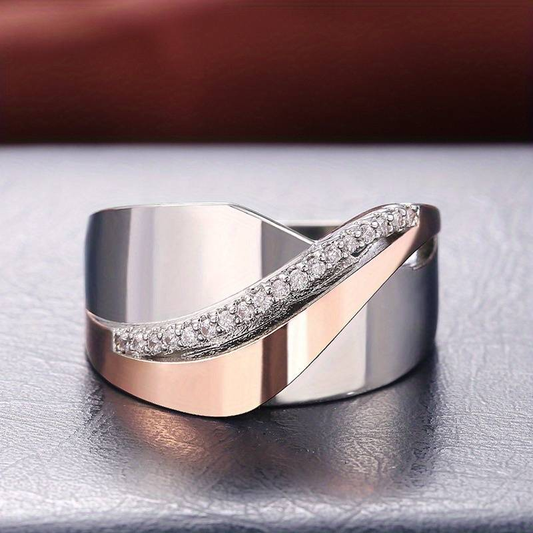 Vintage Two-Tone Zirconia Ring