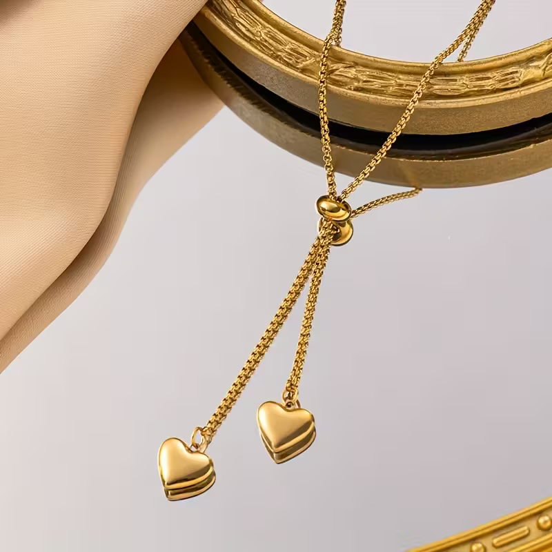 Golden Falling Hearts Necklace