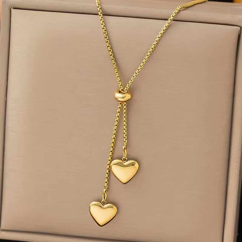 Golden Falling Hearts Necklace
