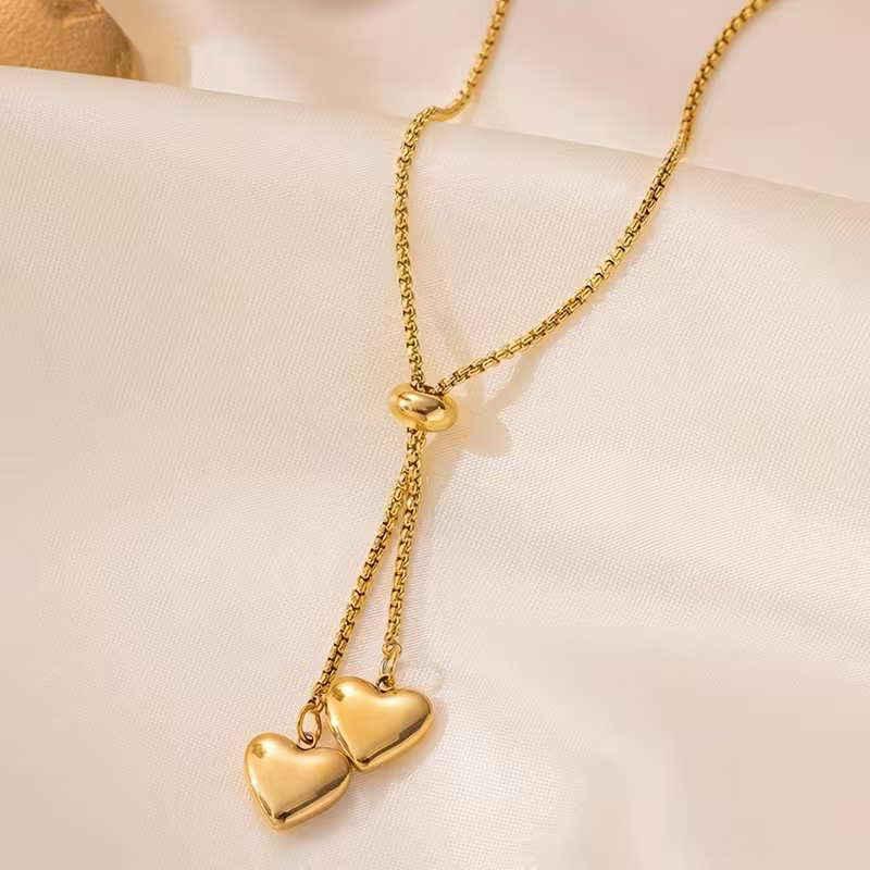 Golden Falling Hearts Necklace