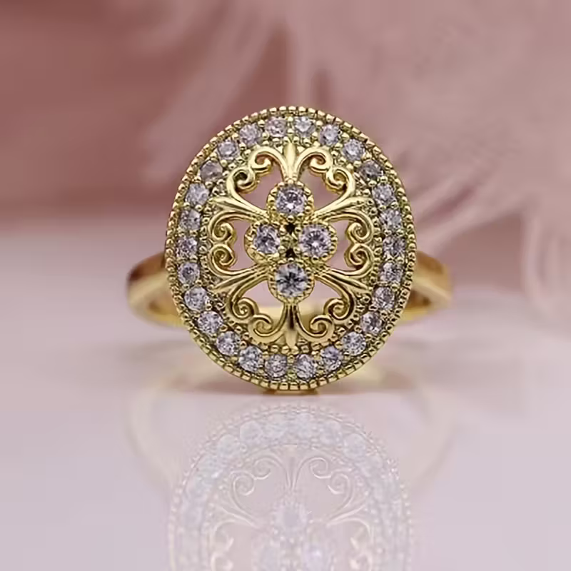 Golden Bloom Halo Ring