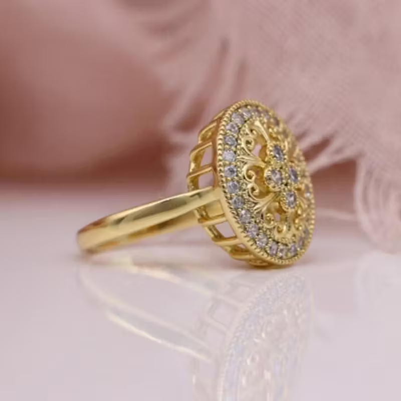 Golden Bloom Halo Ring