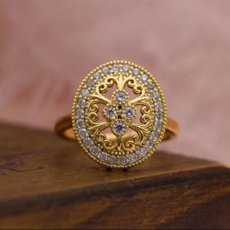 Golden Bloom Halo Ring