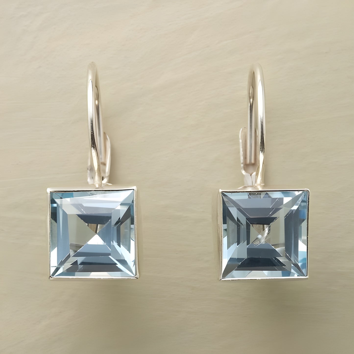 Blue Square Crystal Earrings