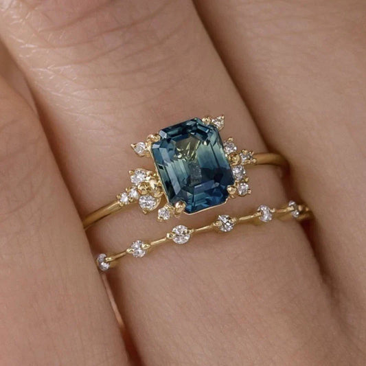 Blue Glow Ring Set