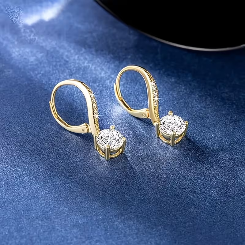 Golden Crystal Drop Earrings