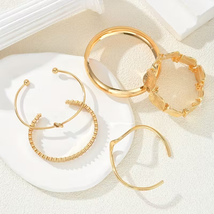 Sculpted Gold Bracelet Set