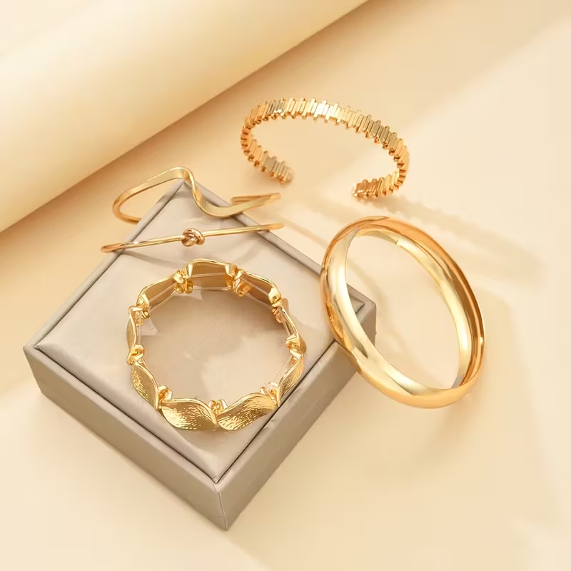 Sculpted Gold Bracelet Set