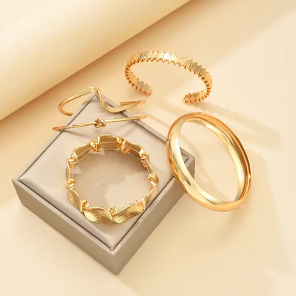Sculpted Gold Bracelet Set