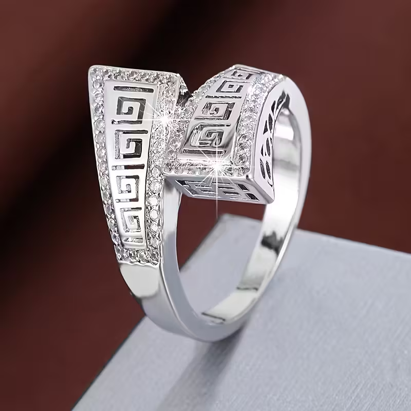 Golden Tribal Zirconia Ring