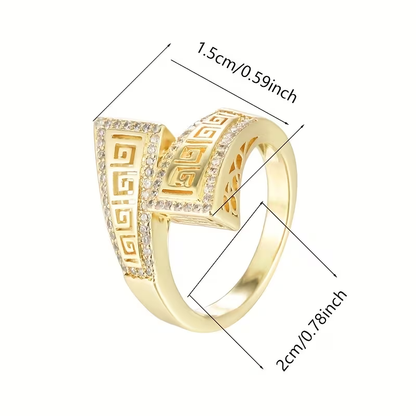 Golden Tribal Zirconia Ring