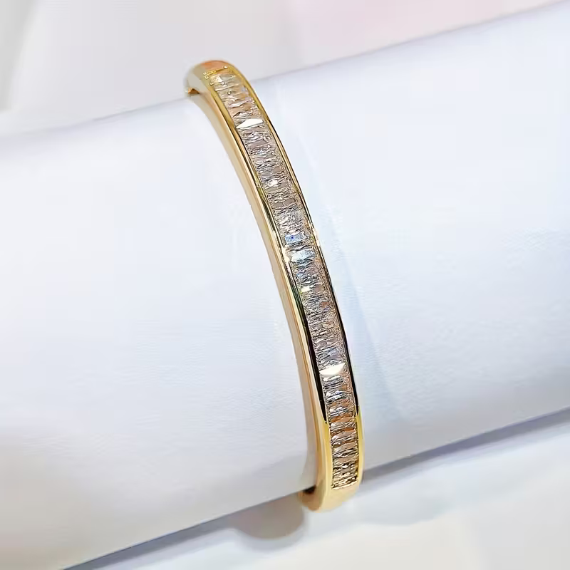Baguette Cut Gold Bracelet