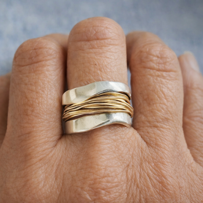 Silver Gold Twist Ring