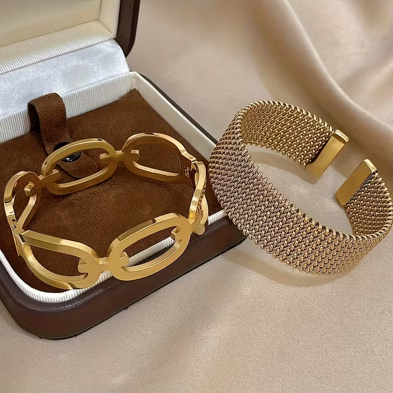 Golden Chain Bracelet Set