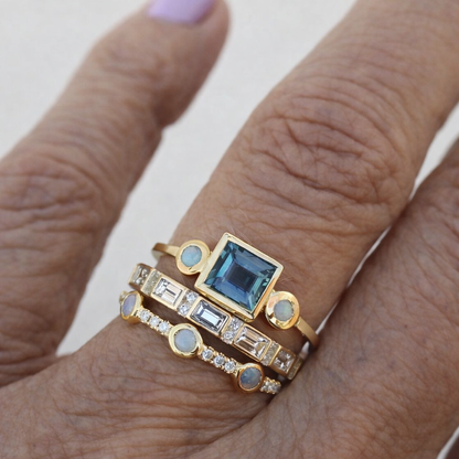 Blue Stone Ring Set