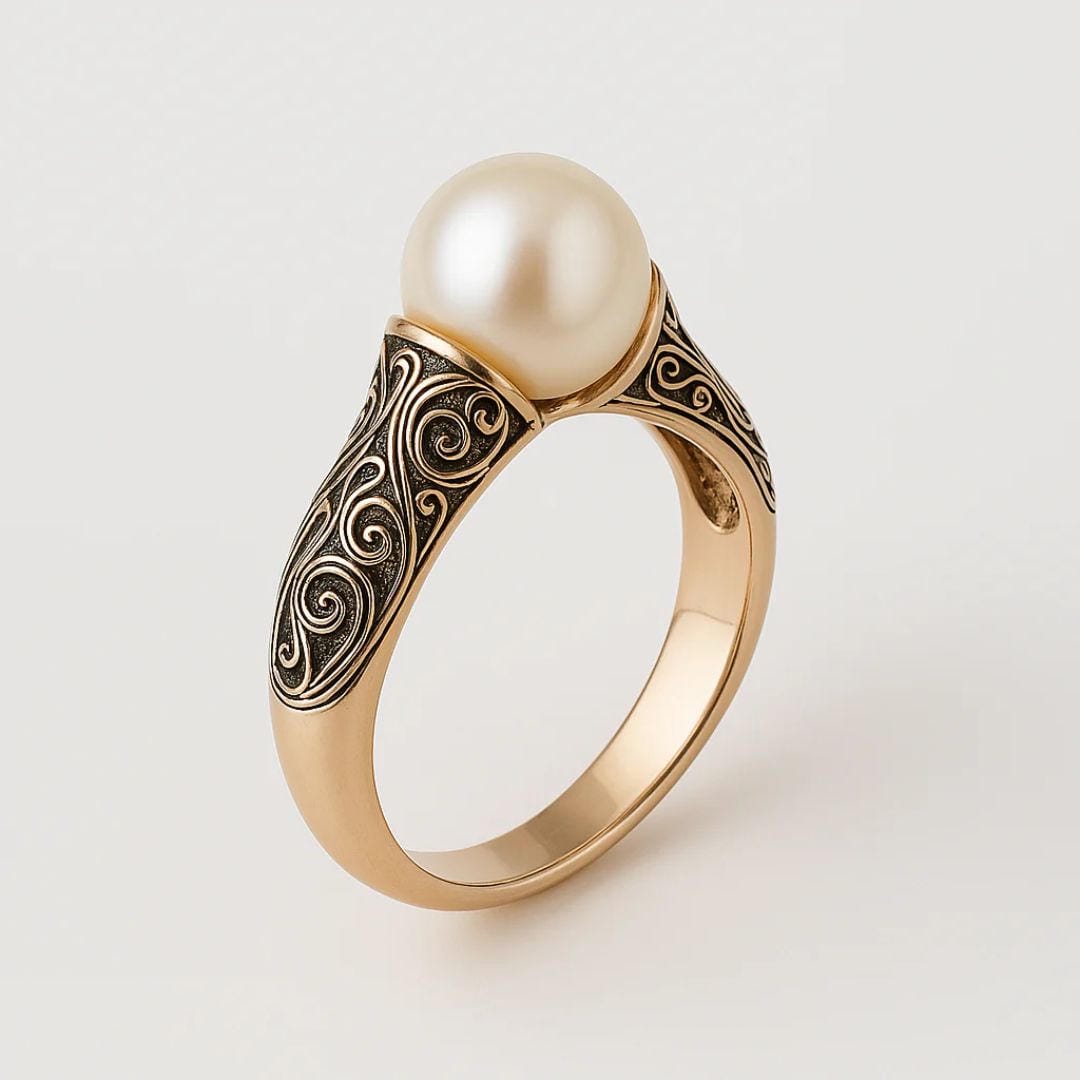 Golden Pearl Grace Ring