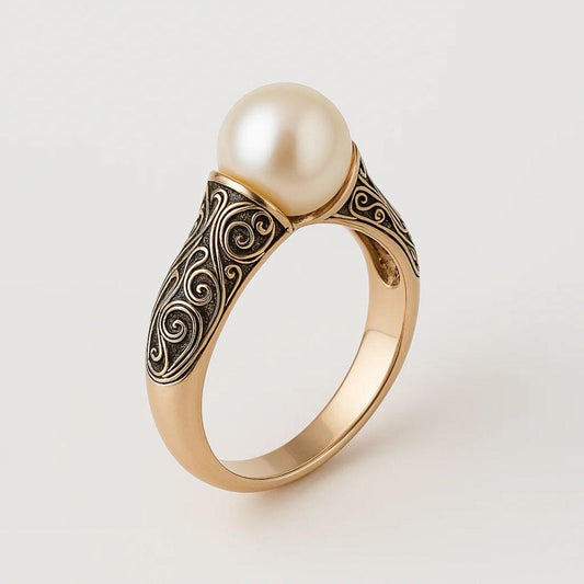 Golden Pearl Grace Ring