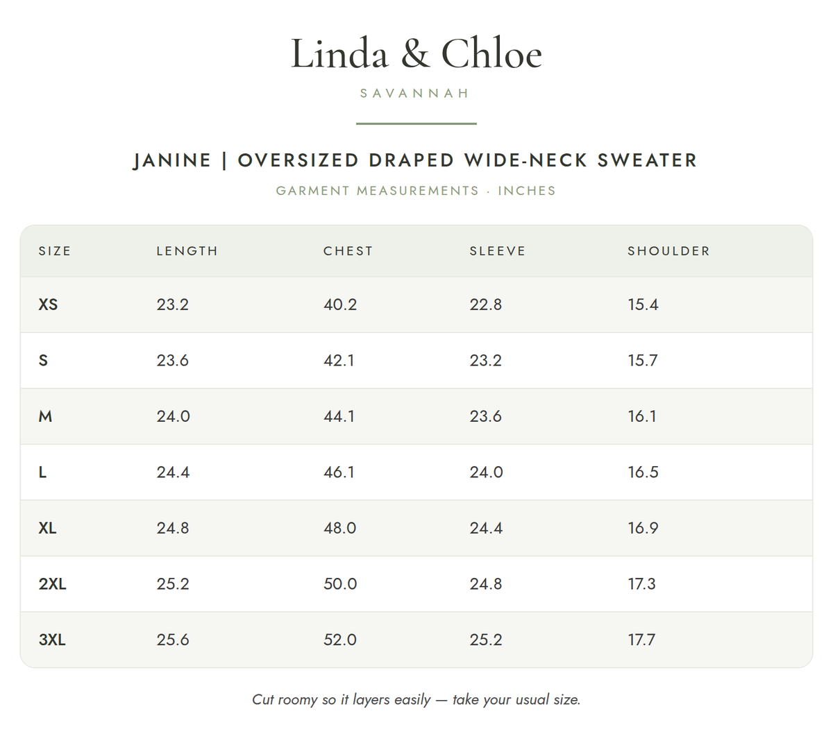 Size chart