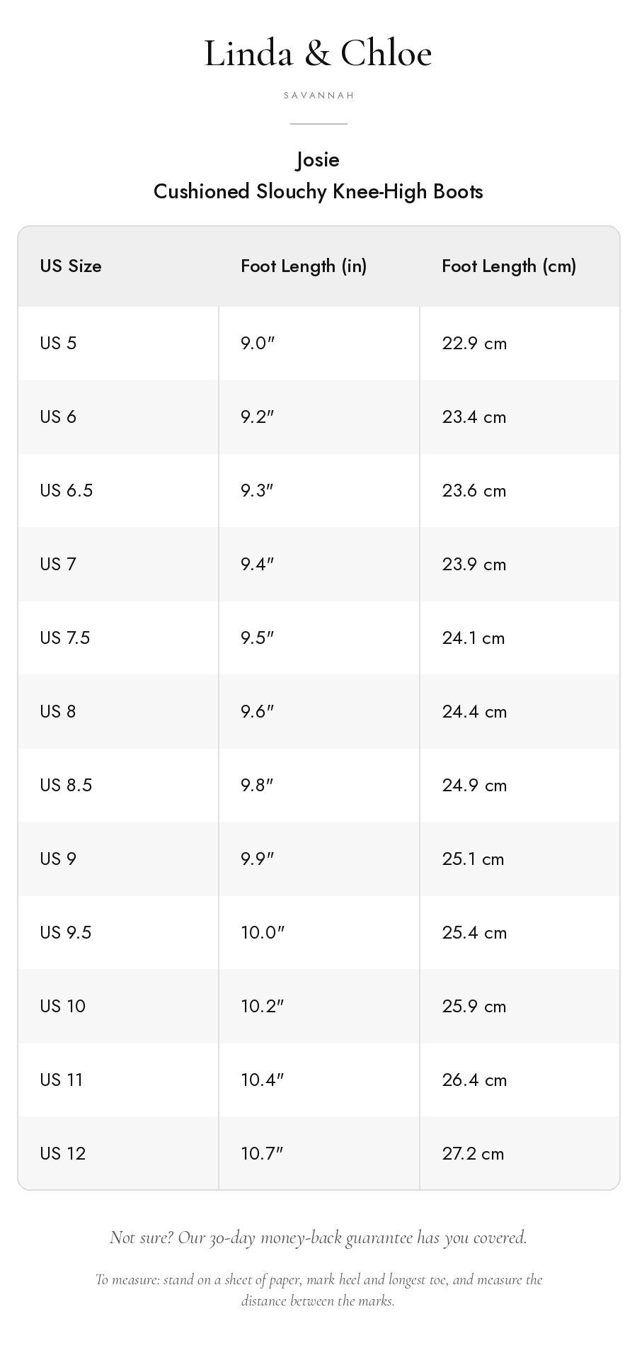 Size chart