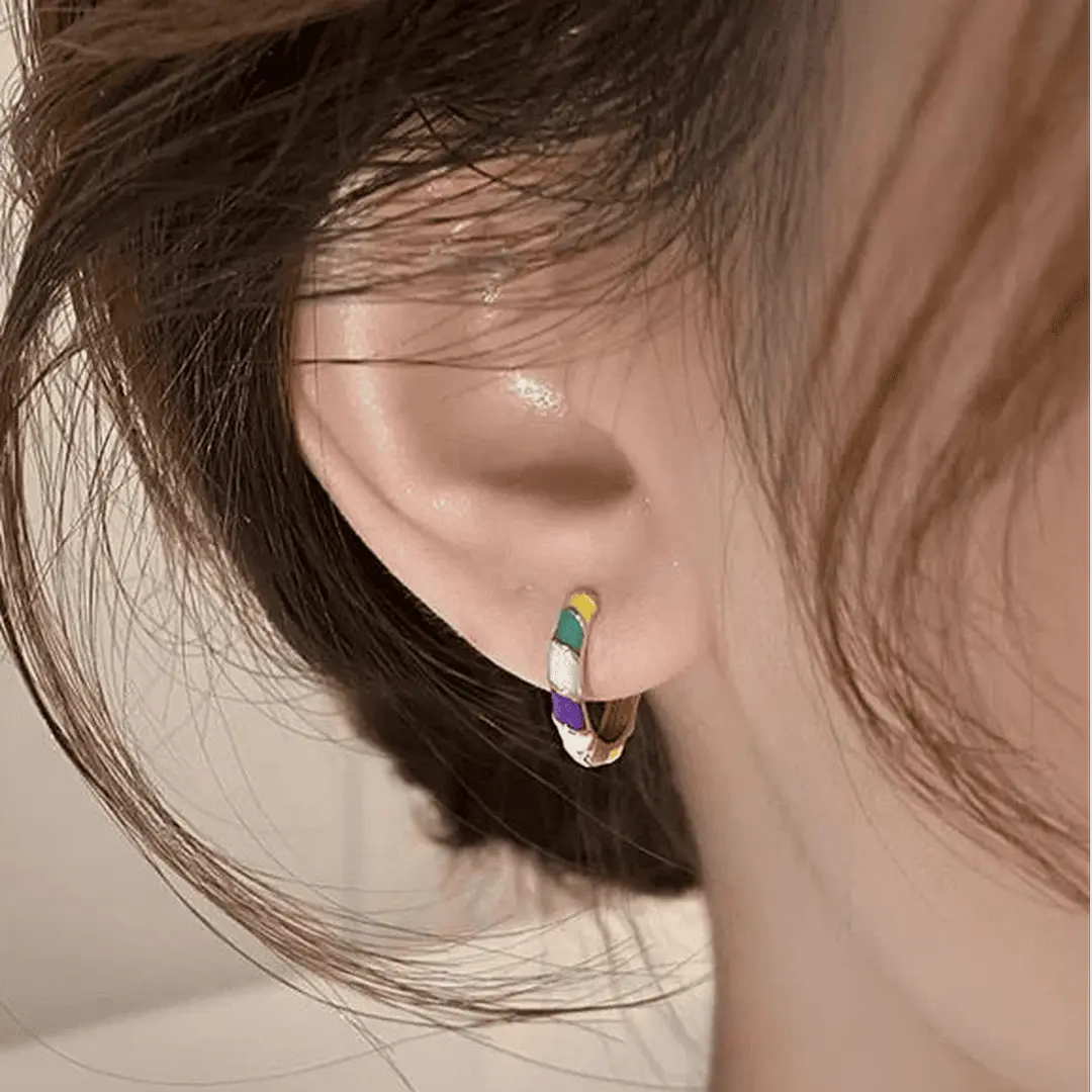 Golden Enamel Earrings