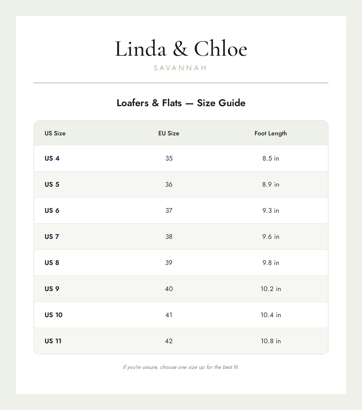 Size chart