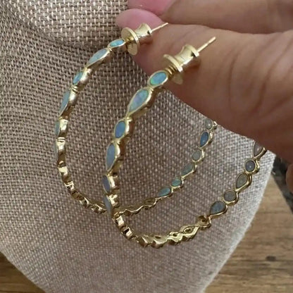 Blue Opal Ring Earrings