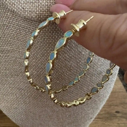 Blue Opal Ring Earrings