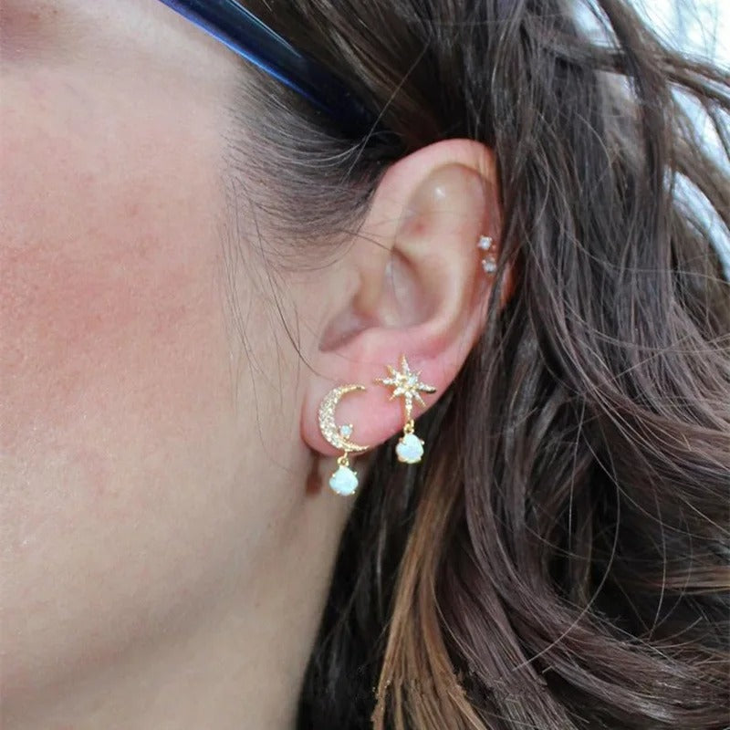 Star & Moon Pearl Earrings