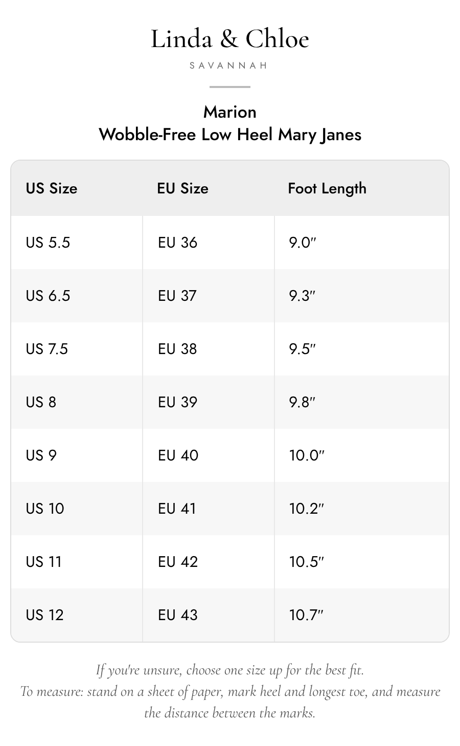 Size chart