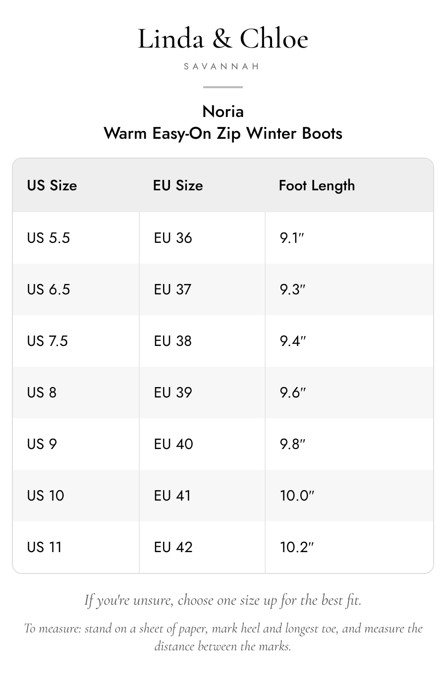 Size chart
