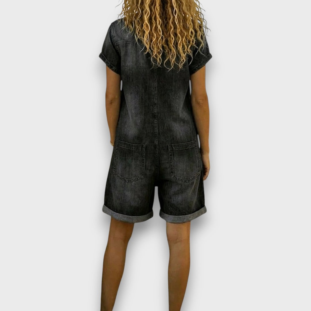 Lena | Vintage short Cotton Denim-Look Overalls