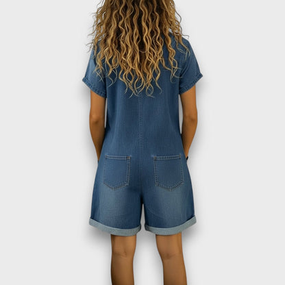 Lena | Vintage short Cotton Denim-Look Overalls