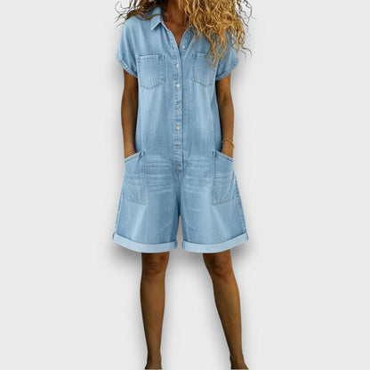 Lena | Vintage short Cotton Denim-Look Overalls