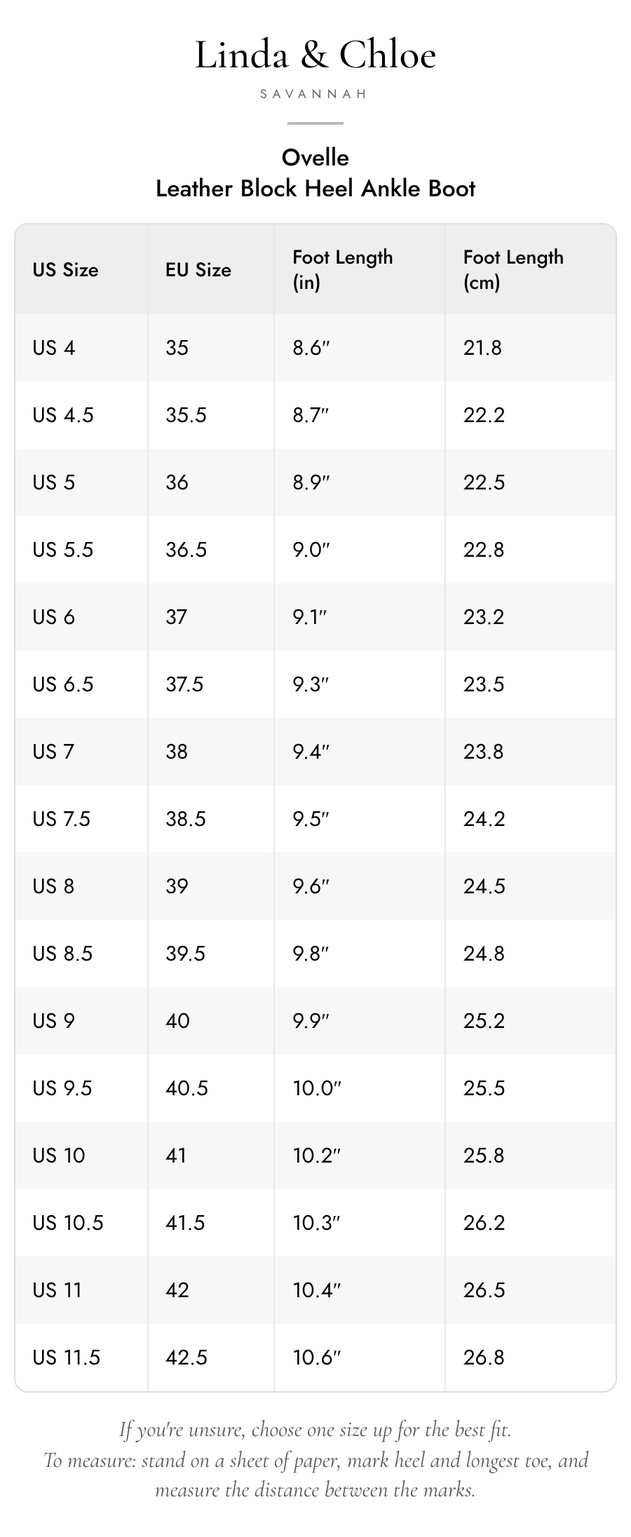Size chart