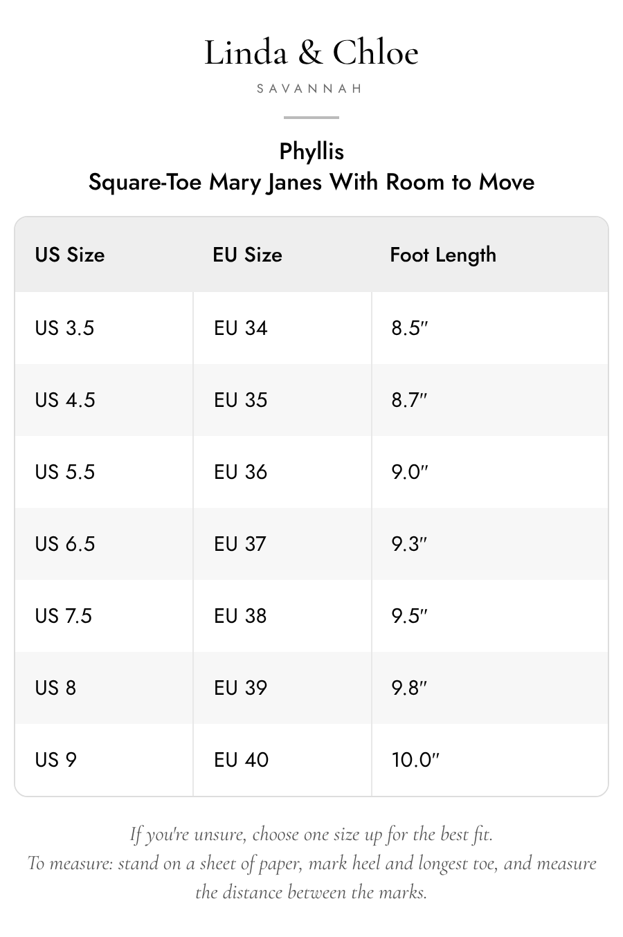 Size chart