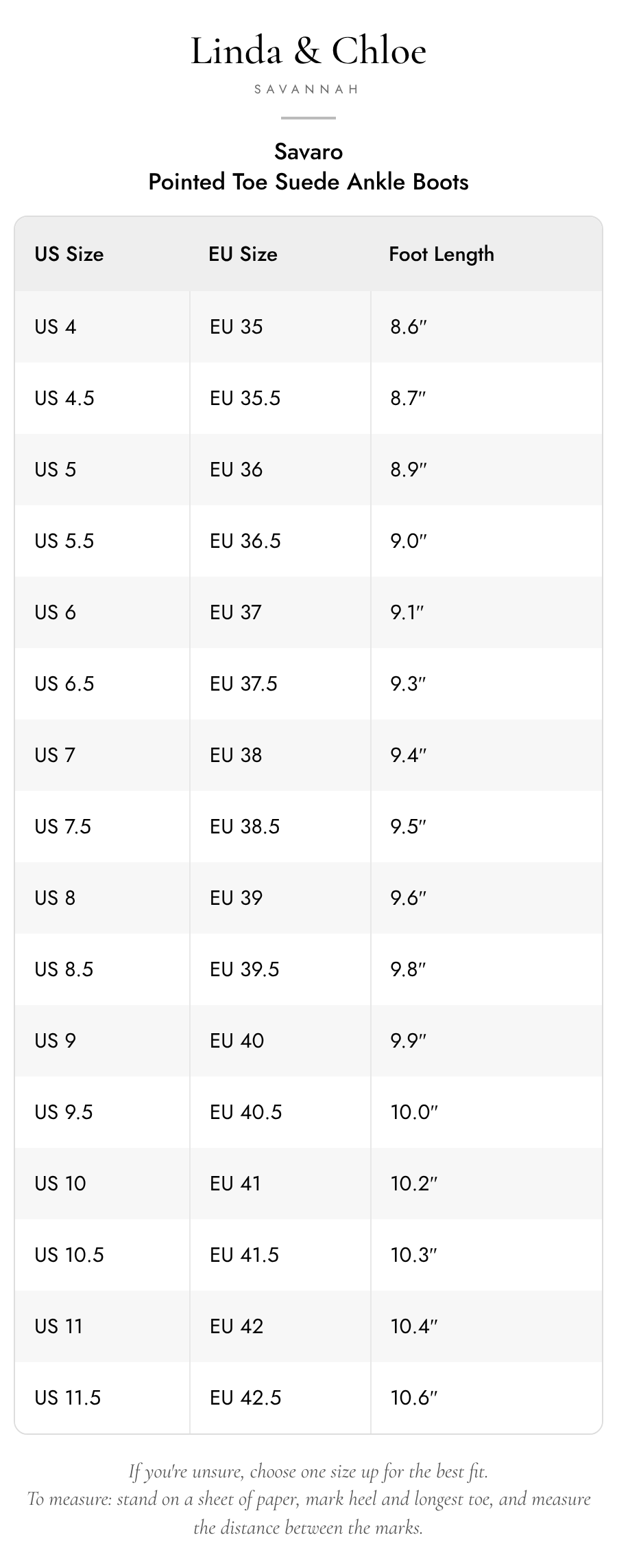 Size chart