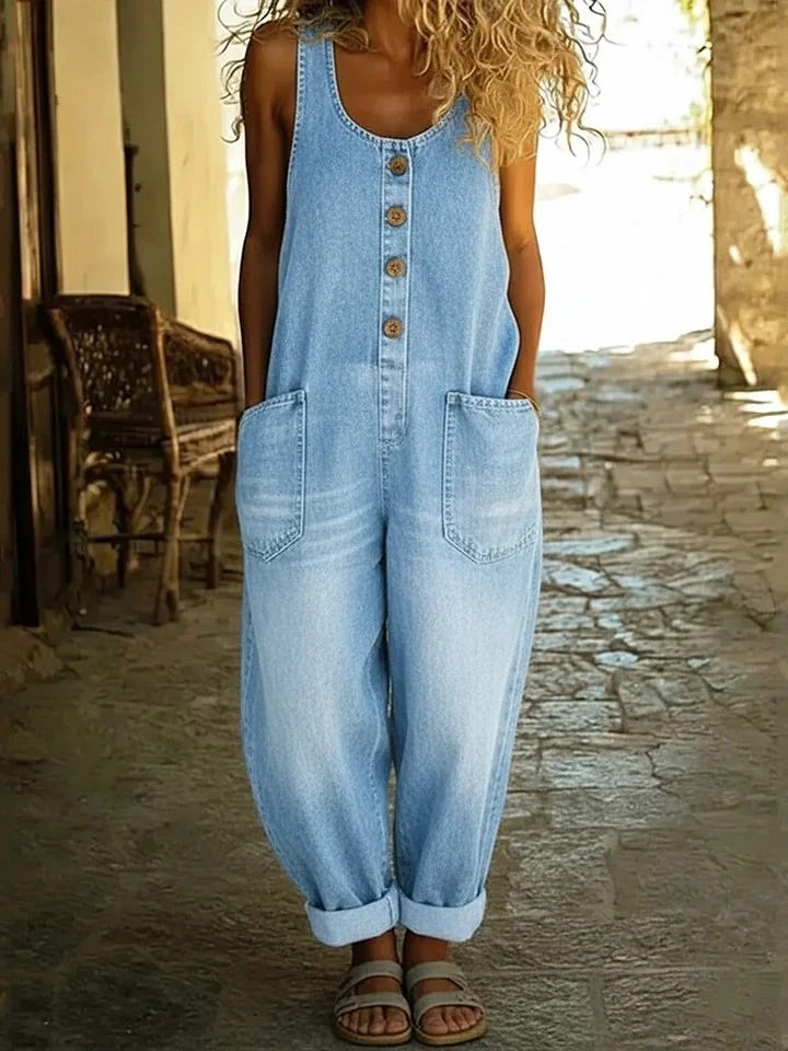 Sienna | Vintage Washed Cotton Denim Overalls