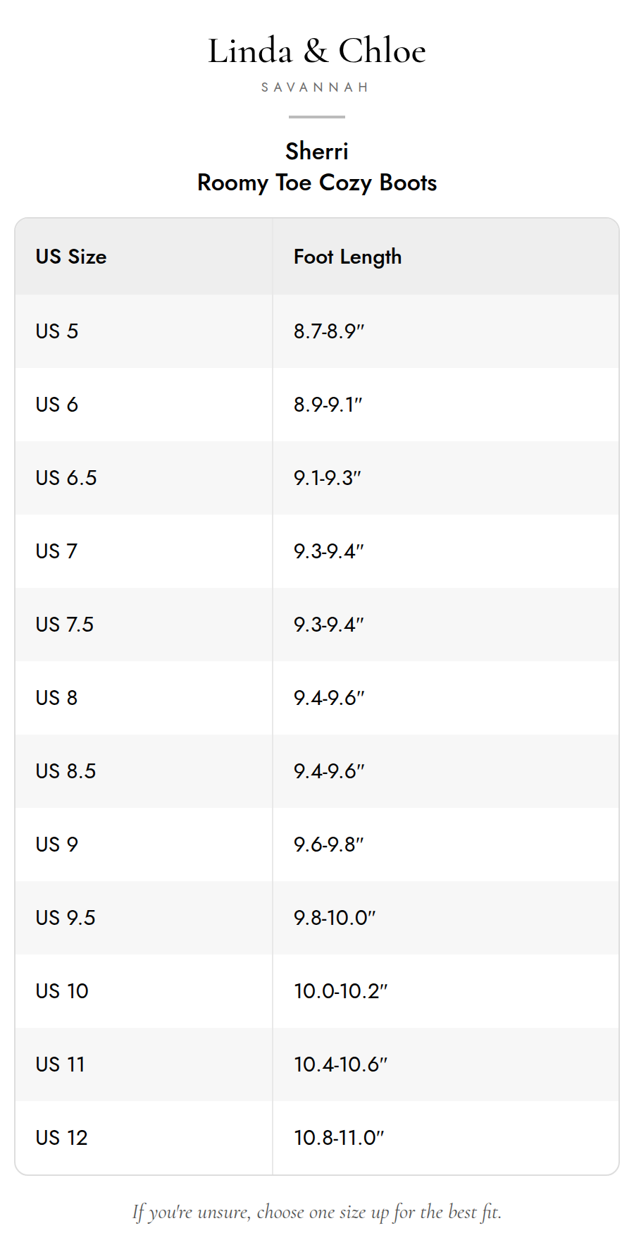 Size chart