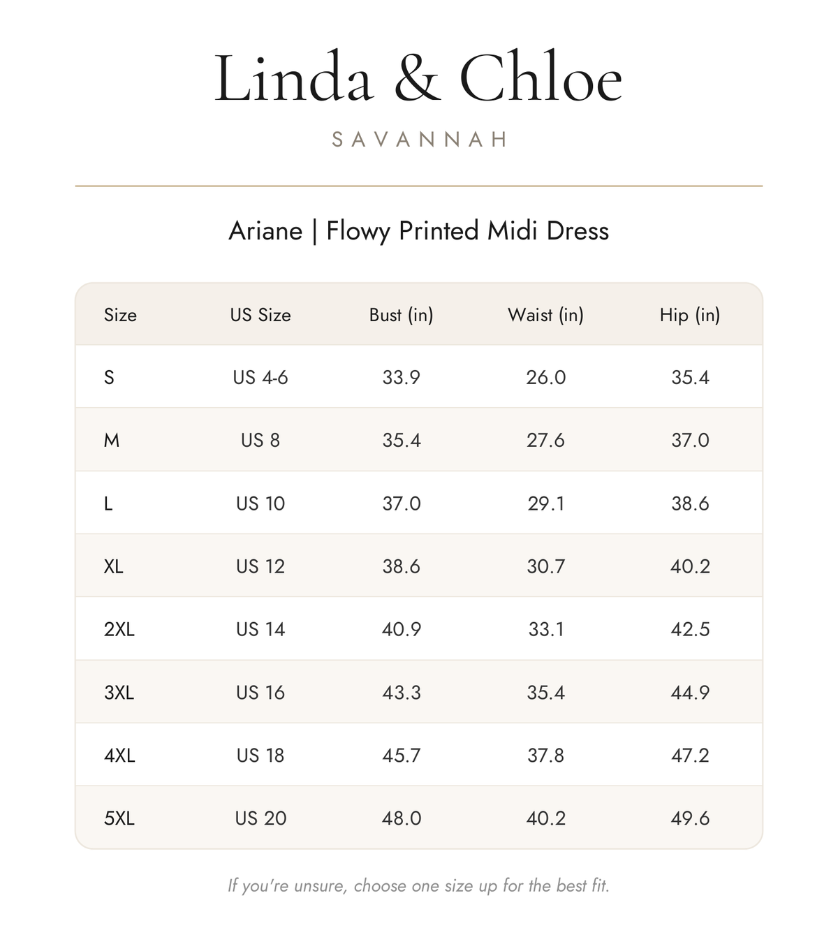 Size chart