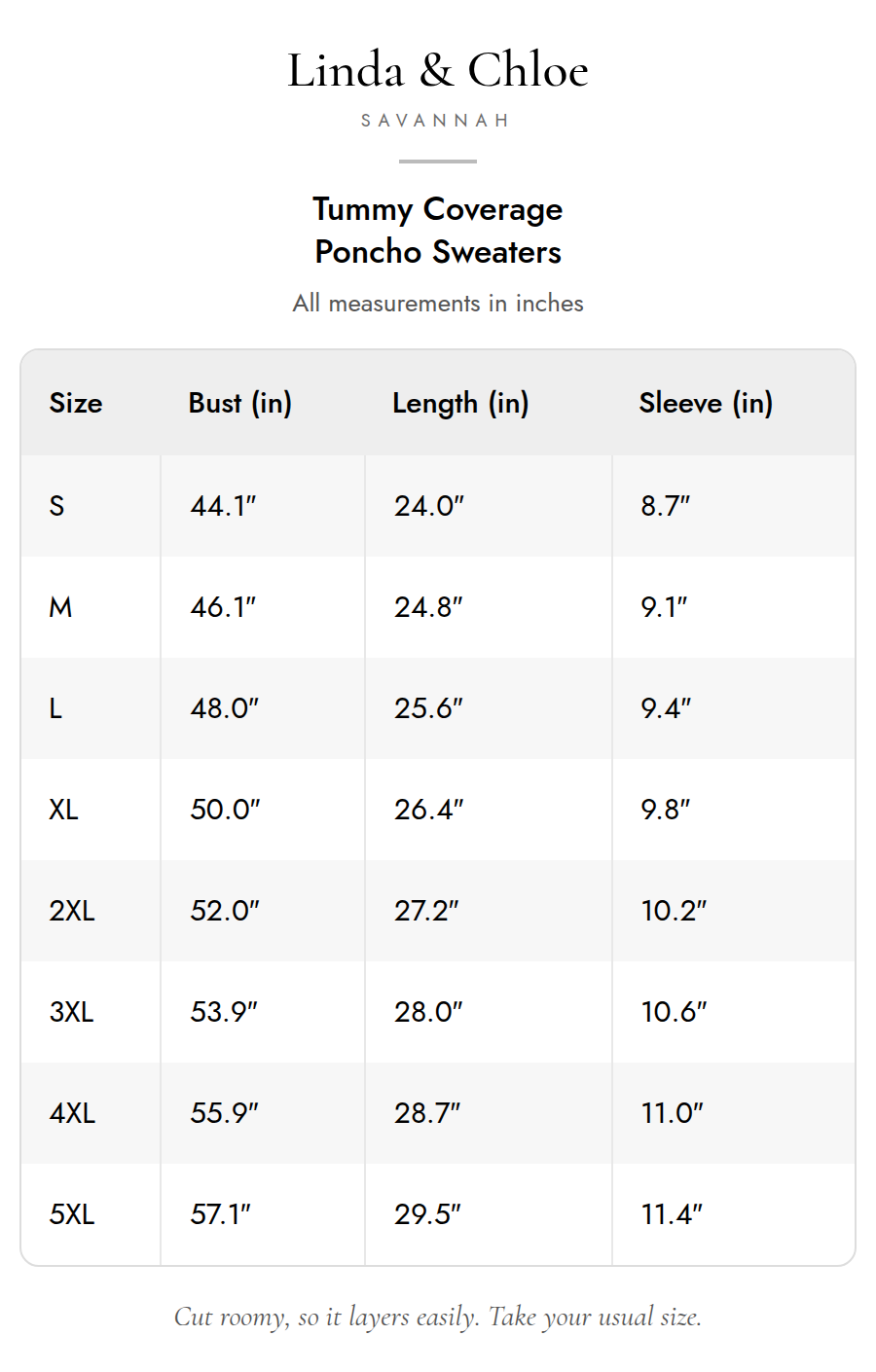 Size chart